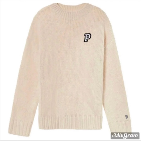 NWT VS PINK Boyfriend Knit Sweater Crew LARGE - Picture 2 of 12